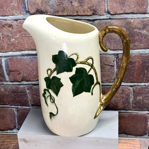 Vintage Poppytrail Metlox California Ivy‎ 10" Tall Ceramic Pitcher 1950s